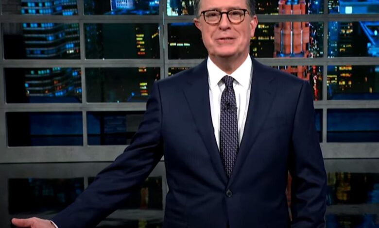 Stephen Colbert reveals why Trump has so many Bibles: ‘Every time he holds one he bursts into flames’