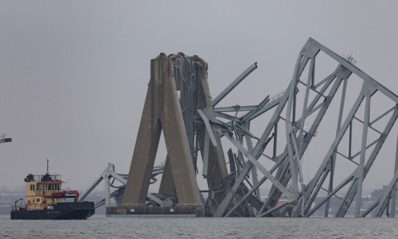 Watch view of Baltimore bridge wreckage after two bodies found during recovery mission