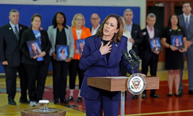 Kamala Harris tours bloodstained school of 2018 Parkland massacre