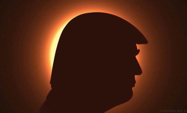 Trump posts bizarre solar eclipse ad – with his head blocking out the sun, plunging US into darkness