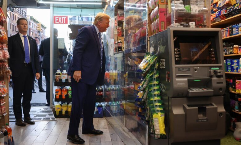 Trump visits Harlem bodega to mark second day of hush money trial – and complains about crime