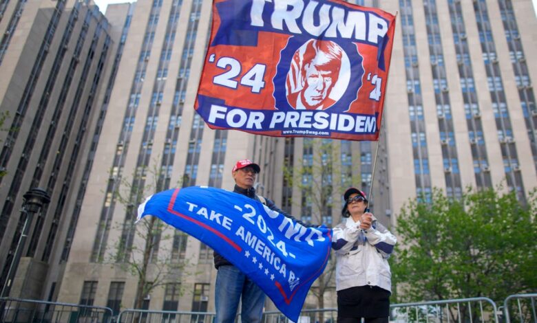 Trump dubiously claims ‘thousands’ were turned away from his New York trial amid sparse crowds of supporters