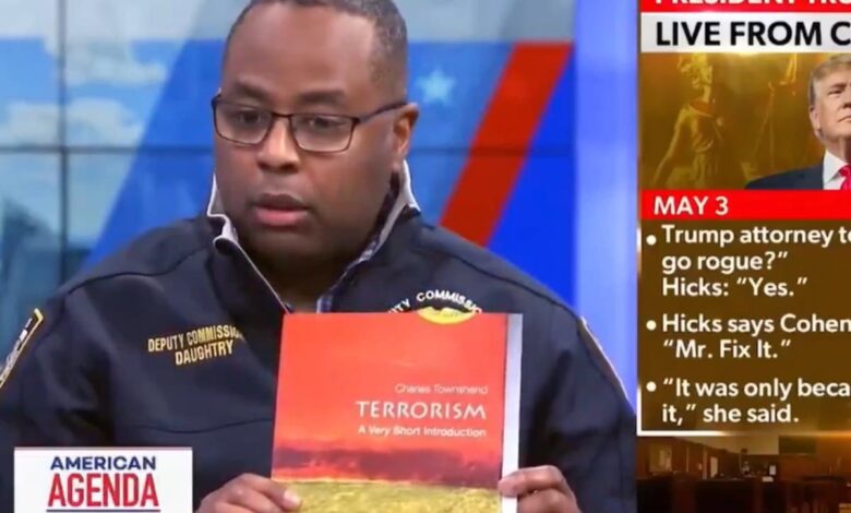 NYPD mocked for displaying textbook on terrorism studies as proof of outside agitators at Columbia