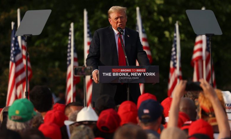 Trump met with ‘build the wall’ chants as he goes on anti-migrant rant at Bronx rally