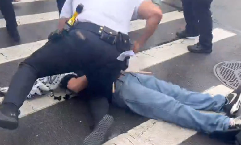 NYPD officer caught on video punching pro-Gaza protester during Brooklyn rally