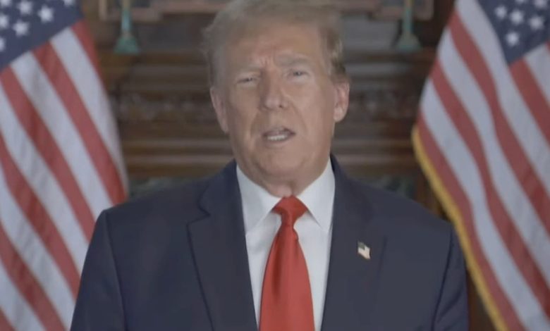 Trump gives two-minute speech to anti-abortion group – without mentioning abortion