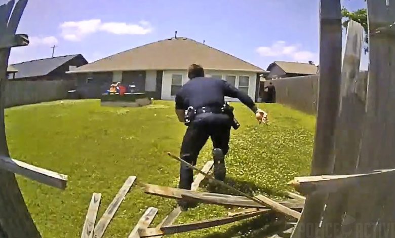 Officer Runs Through Fence To Catch Fleeing Suspect During Foot Pursuit