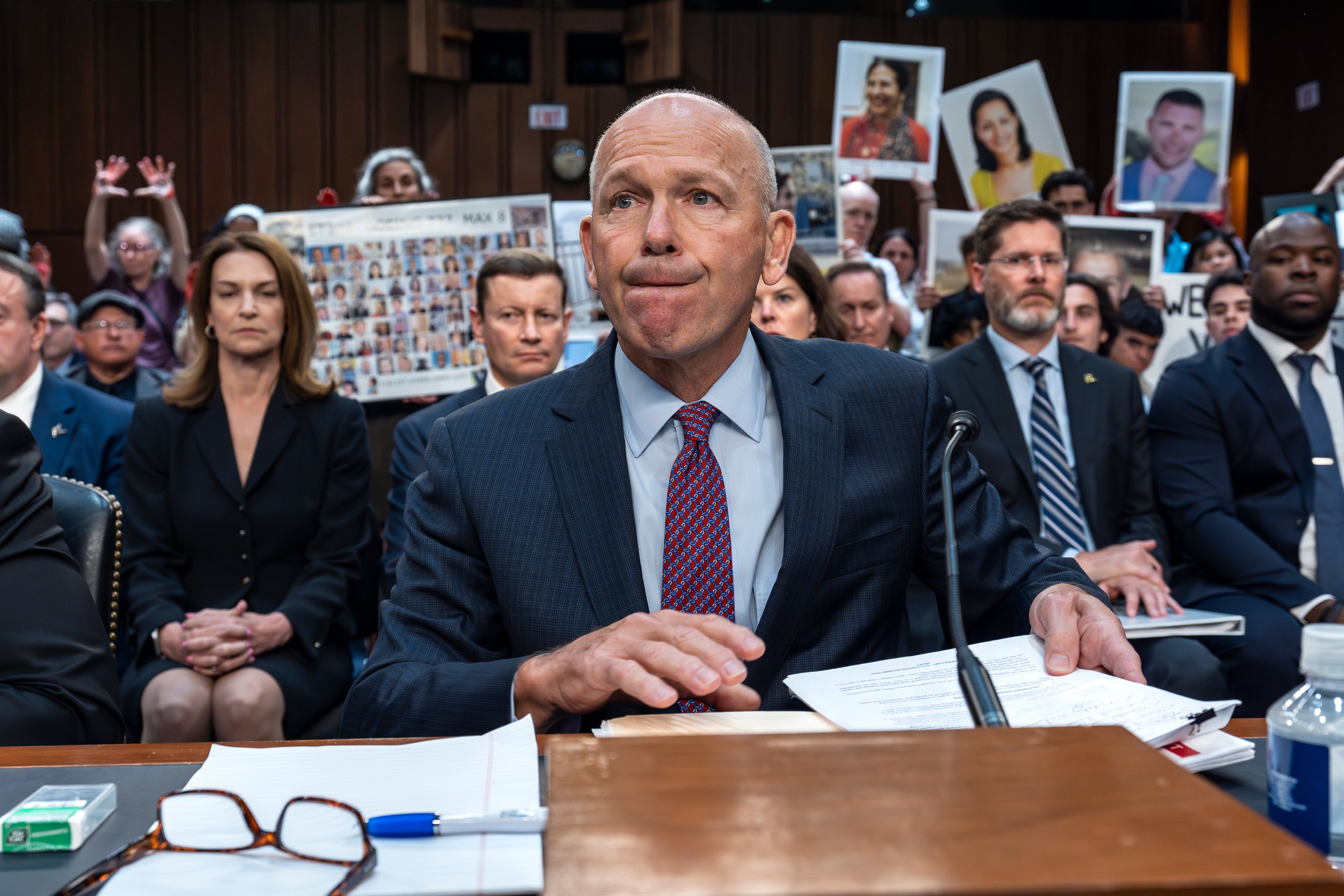 Boeing CEO Dave Calhoun testifies at a Senate Homeland Security Subcommittee on Investigations at the Capitol Hill Tuesday, June 18 in Washington