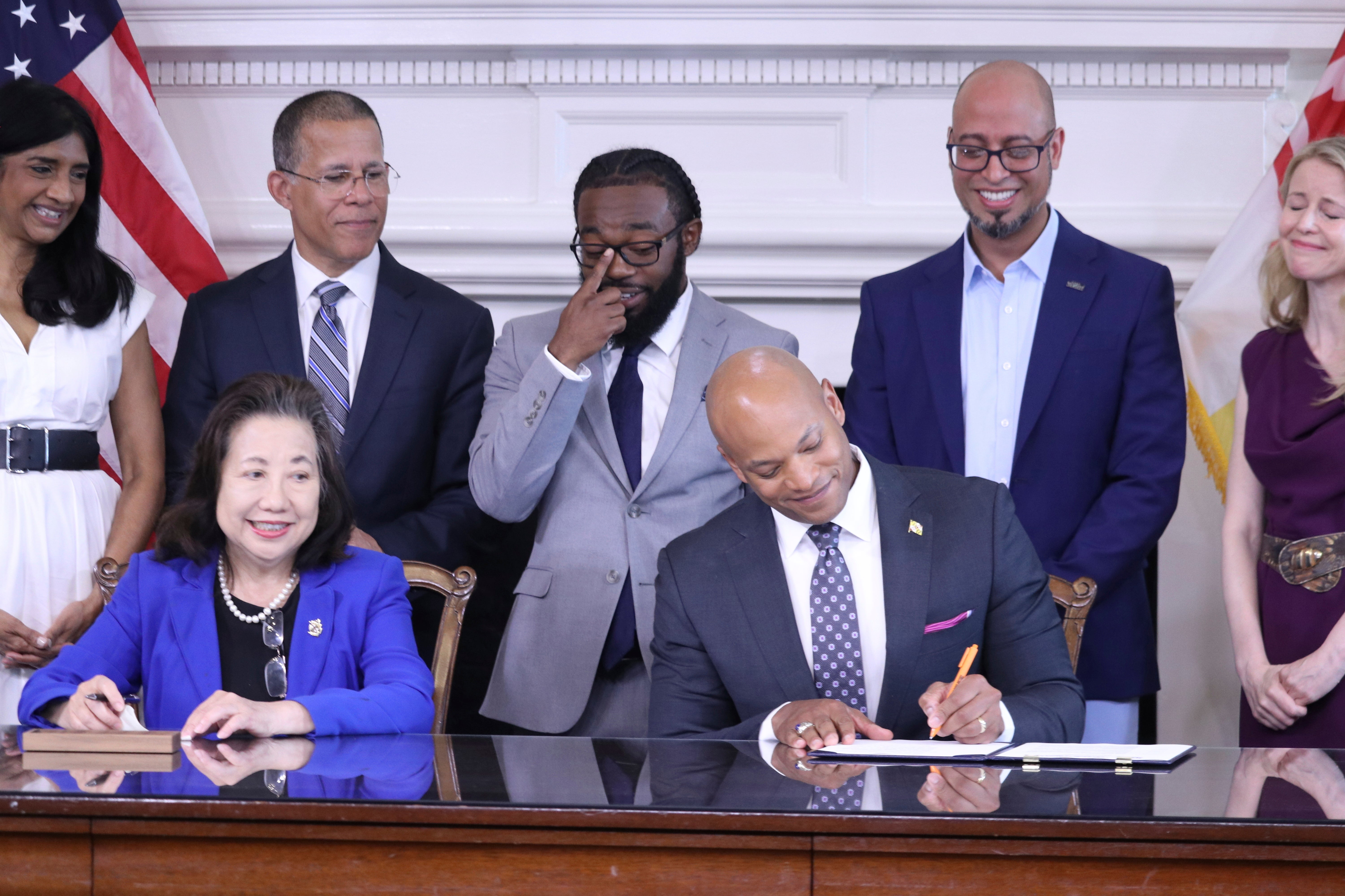 Maryland Gov. Wes Moore signs an executive order to issue more than 175,000 pardons for marijuana convictions on Monday