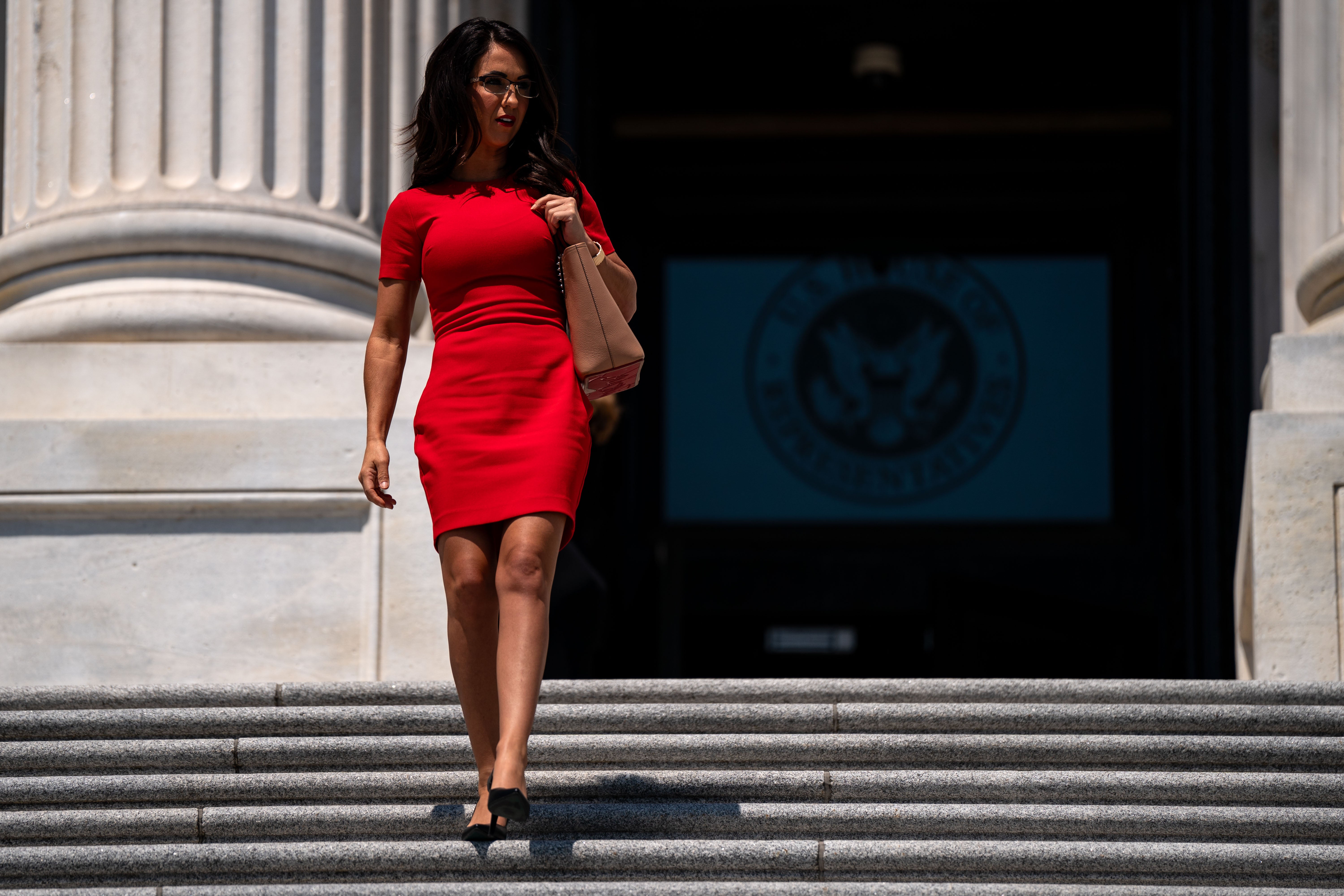 Rep. Lauren Boebert (R-CO) walks down the steps of the House Of Representatives at the U.S. Capitol on June 14, 2024 i