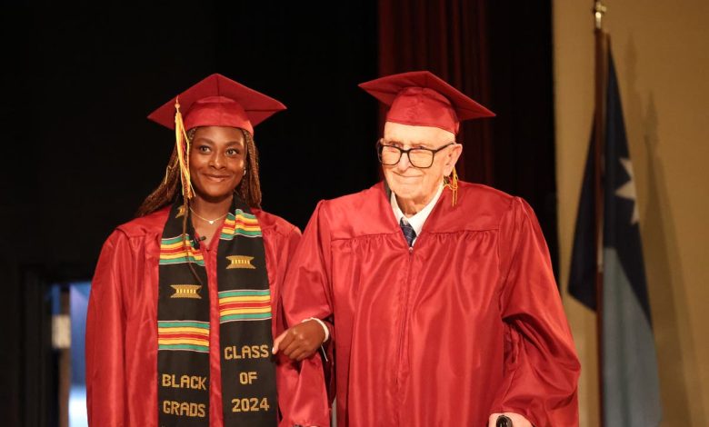 WWII veteran finally walks across graduation stage 81 years after being shipped off to war before commencement