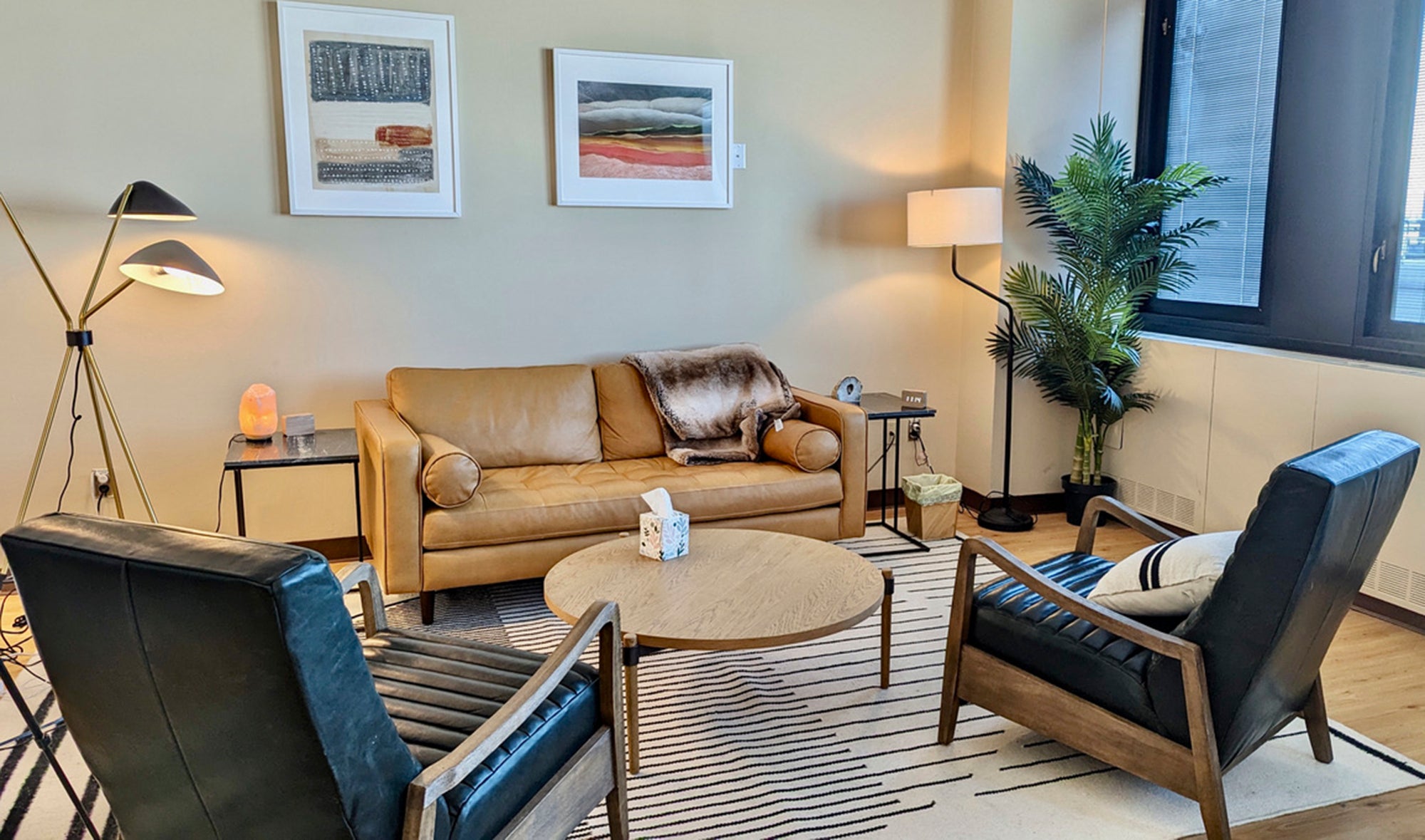 This photo provided by the Center for Psychedelic Therapy Research shows a Yehuda Lab MDMA-assisted therapy treatment room at the James J. Peters Department of Veterans Affairs Medical Center in the Bronx borough of New York