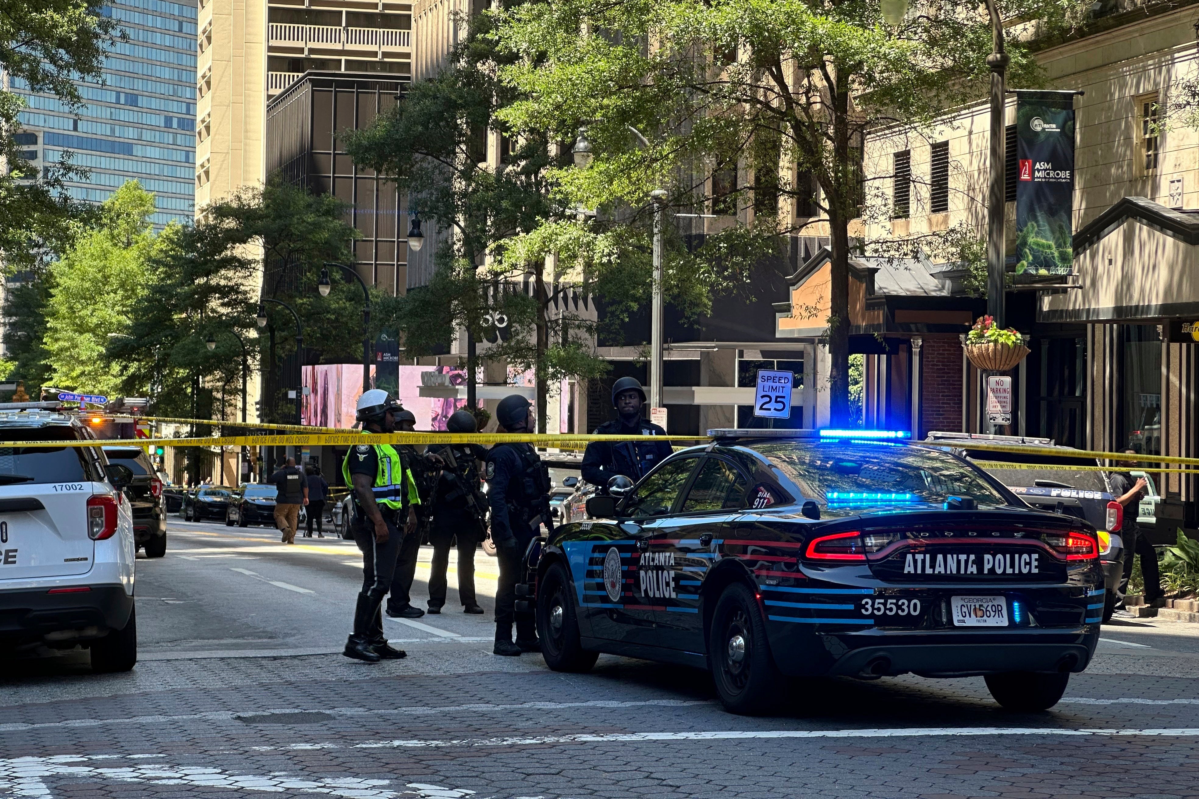 Four people have been shot at an Atlana food court on Tueday afternoon.