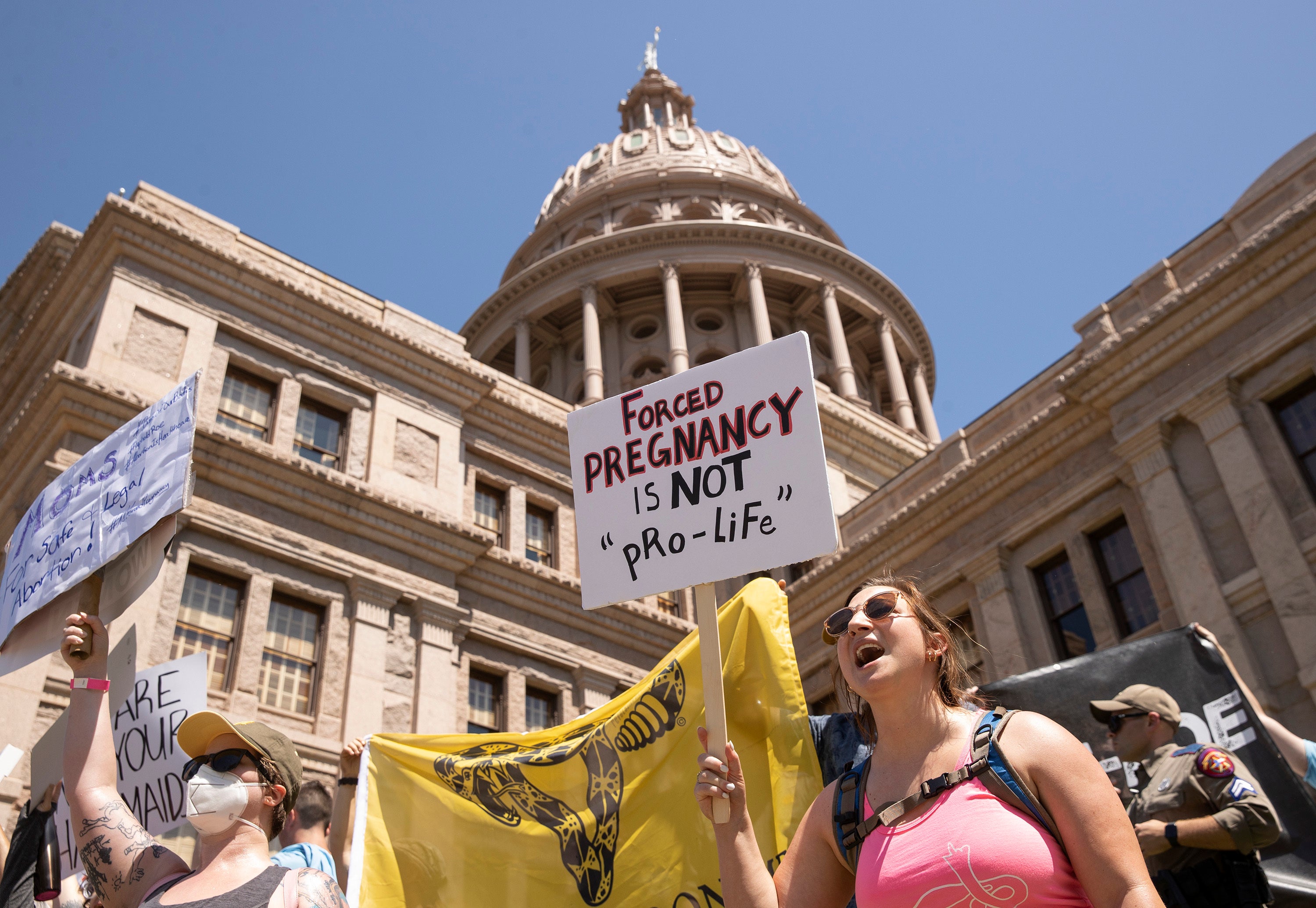 Claire Fritz rallies for abortion rights at the Capitol, in Austin, Texas, May 14, 2022. A new study released by Johns Hopkins University on June 24, 2024, shows the infant death rate in Texas went up in the wake of the state's abortion ban