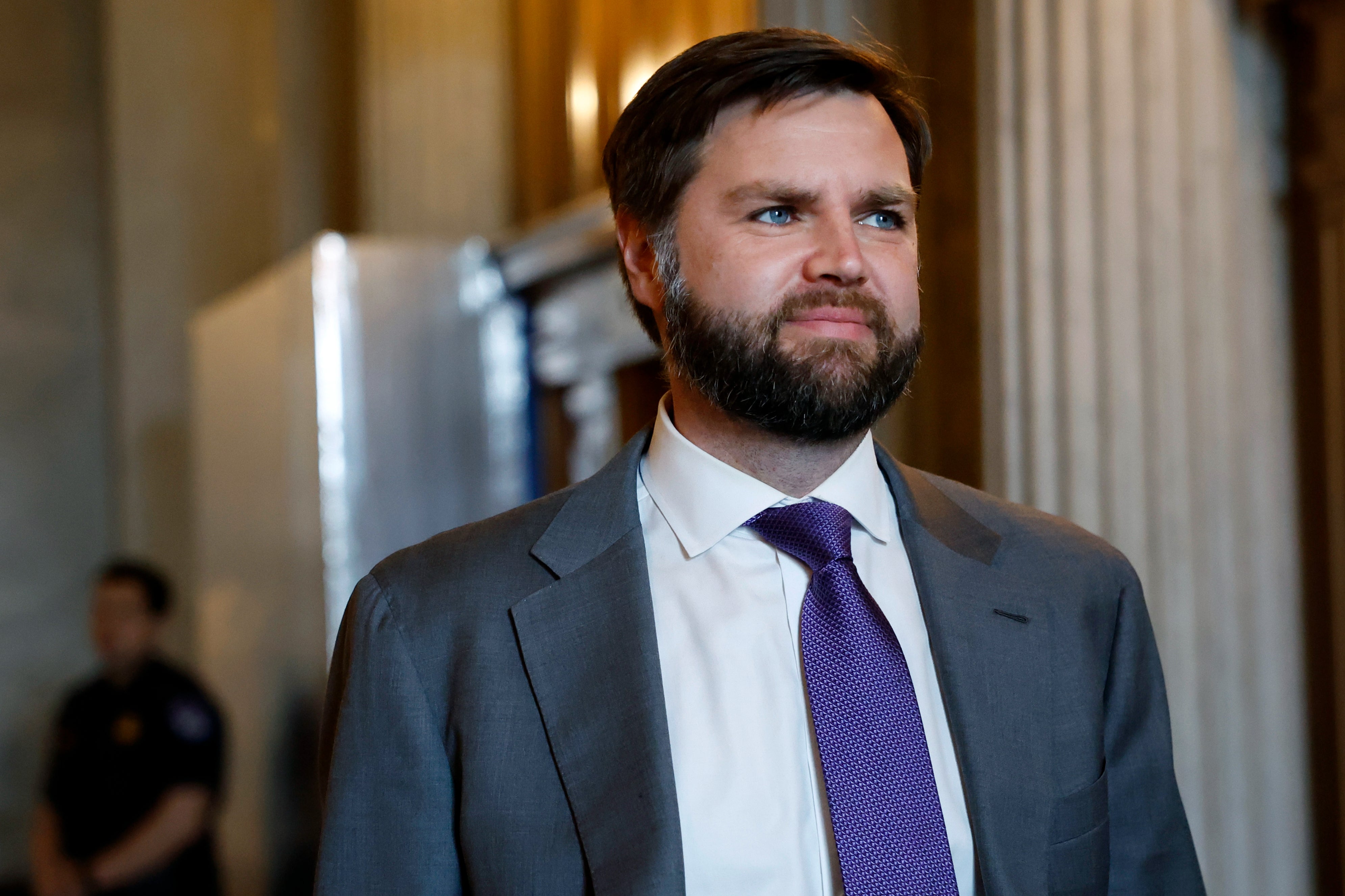 JD Vance is pictured in the Senate in June. The Ohio senator is one of three men thought to be still in the running to serve as Donald Trump’s running mate.