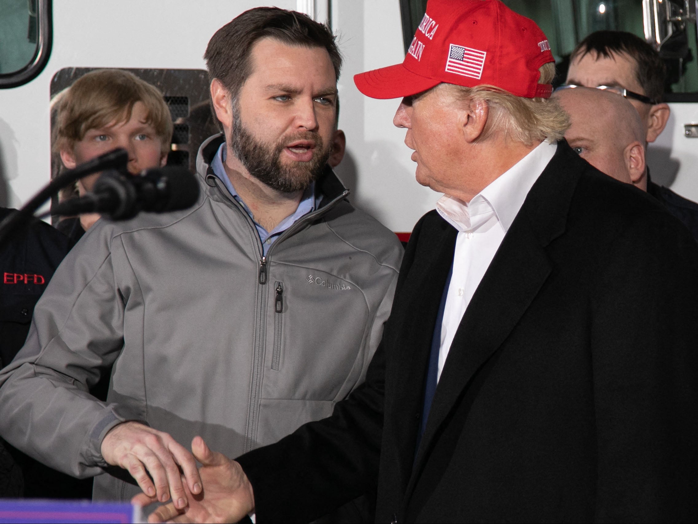 JD Vance meets with Donald Trump in Ohio following the East Palestine train derailment in February 2023