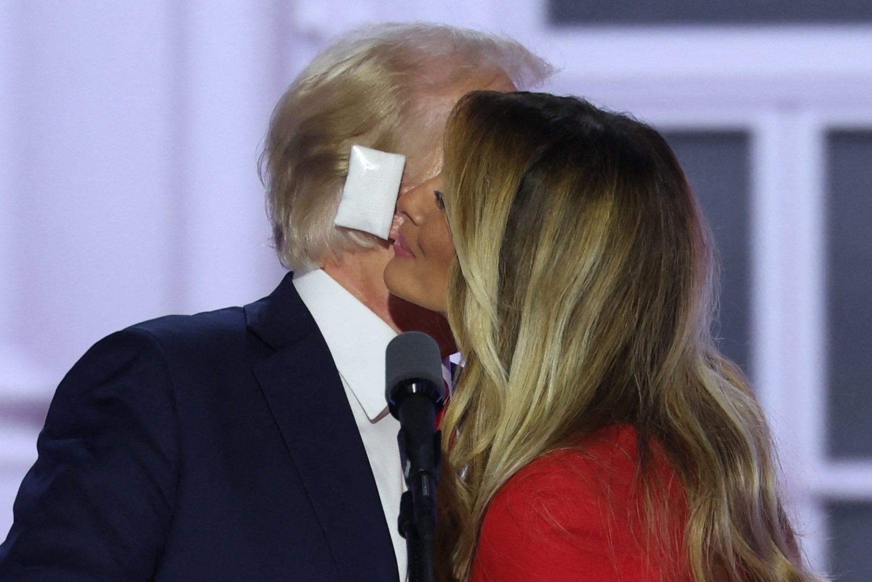 Former President Donald Trump is joined on stage by his wife Melania after he delivered his acceptance speech to close out the Republican National Convention.