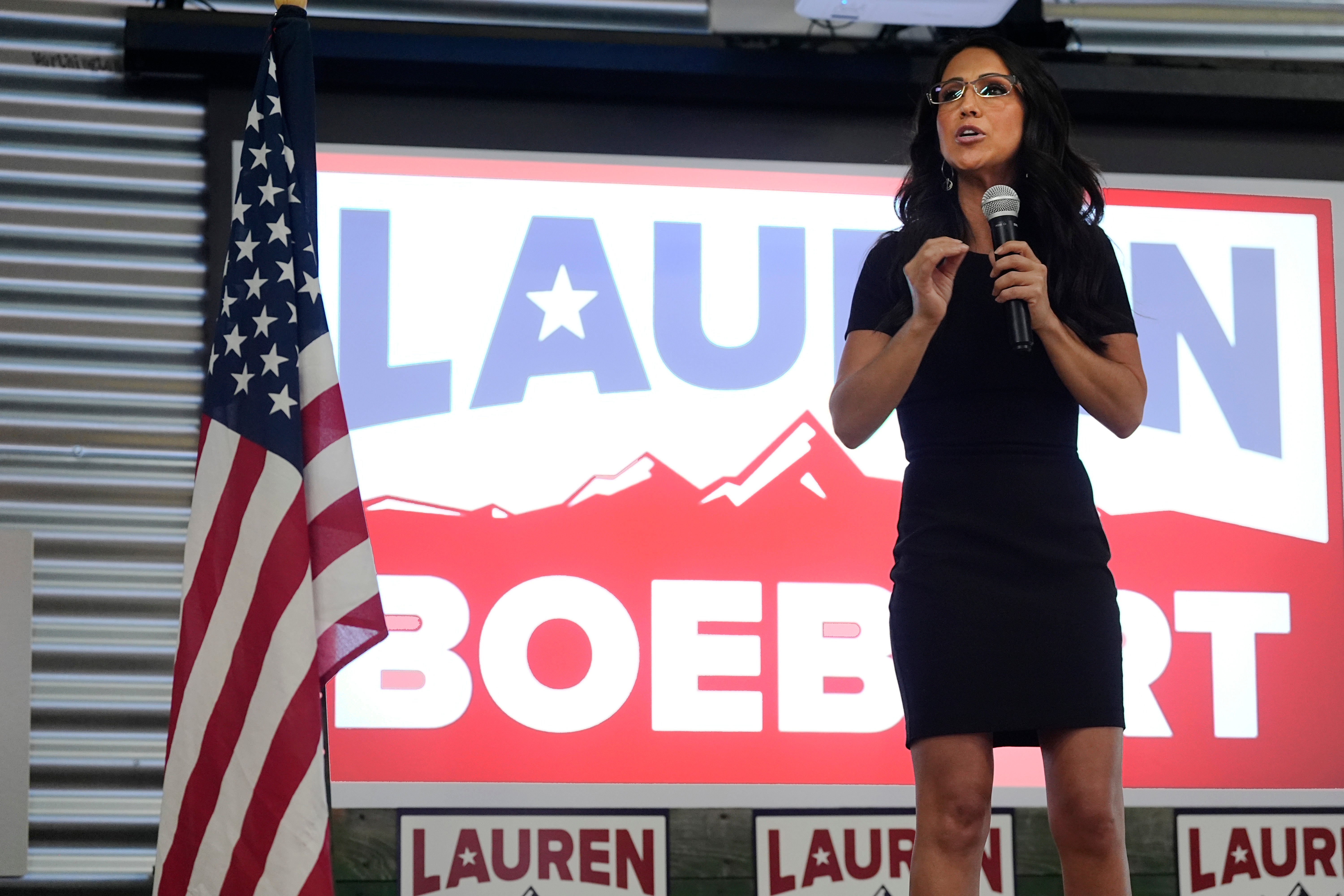 Lauren Boebert, pictured speaking to supporters, sparred with Pete Buttigieg on X as users mocked her for her comments