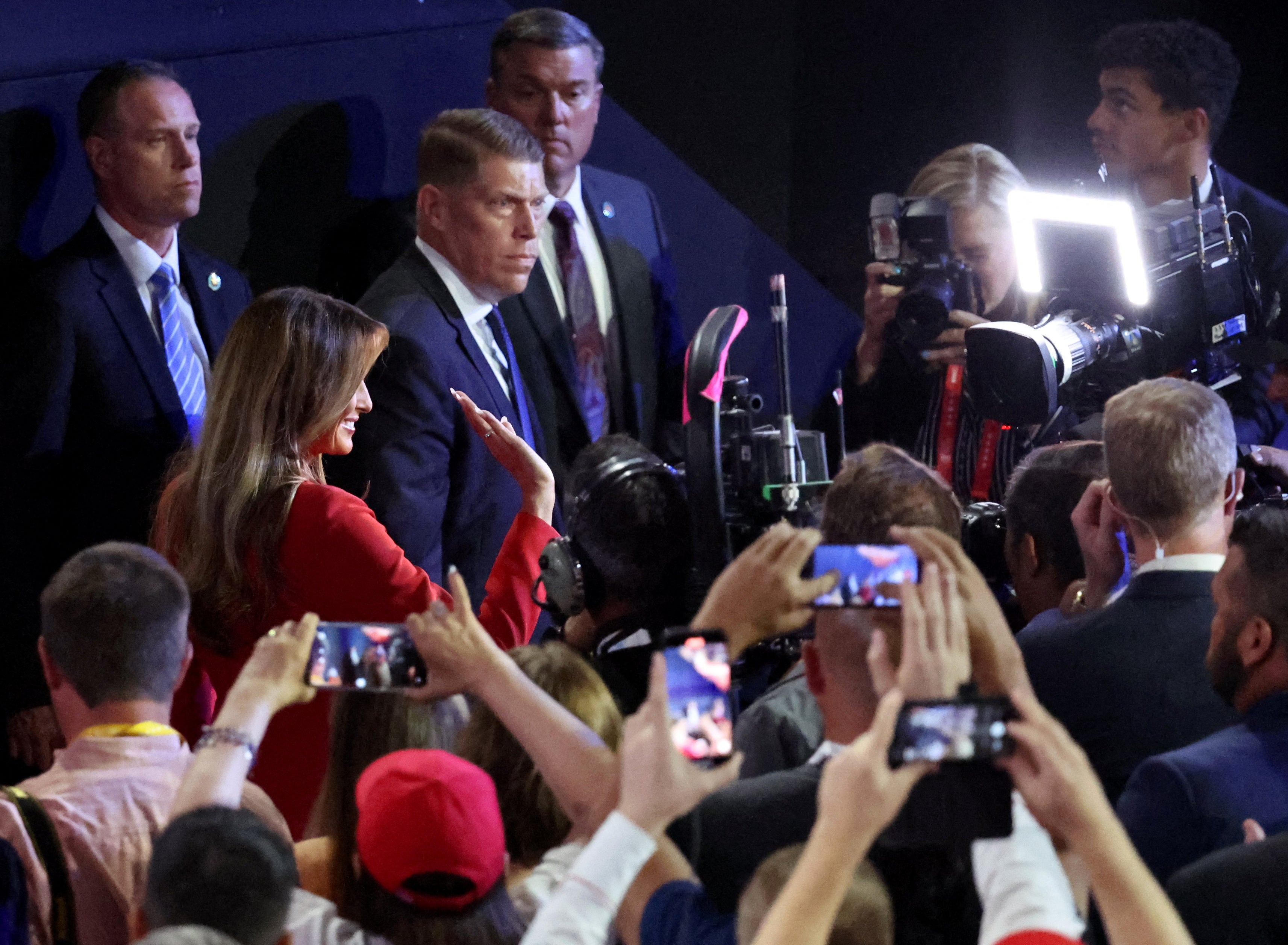 Melania entered the convention hall on Thursday night ahead of Trump’s speech and was met with rapturous applause