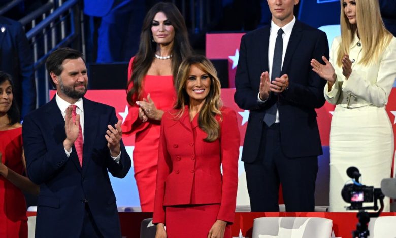 Melania Trump takes RNC floor in rare appearance alongside family for his nomination speech