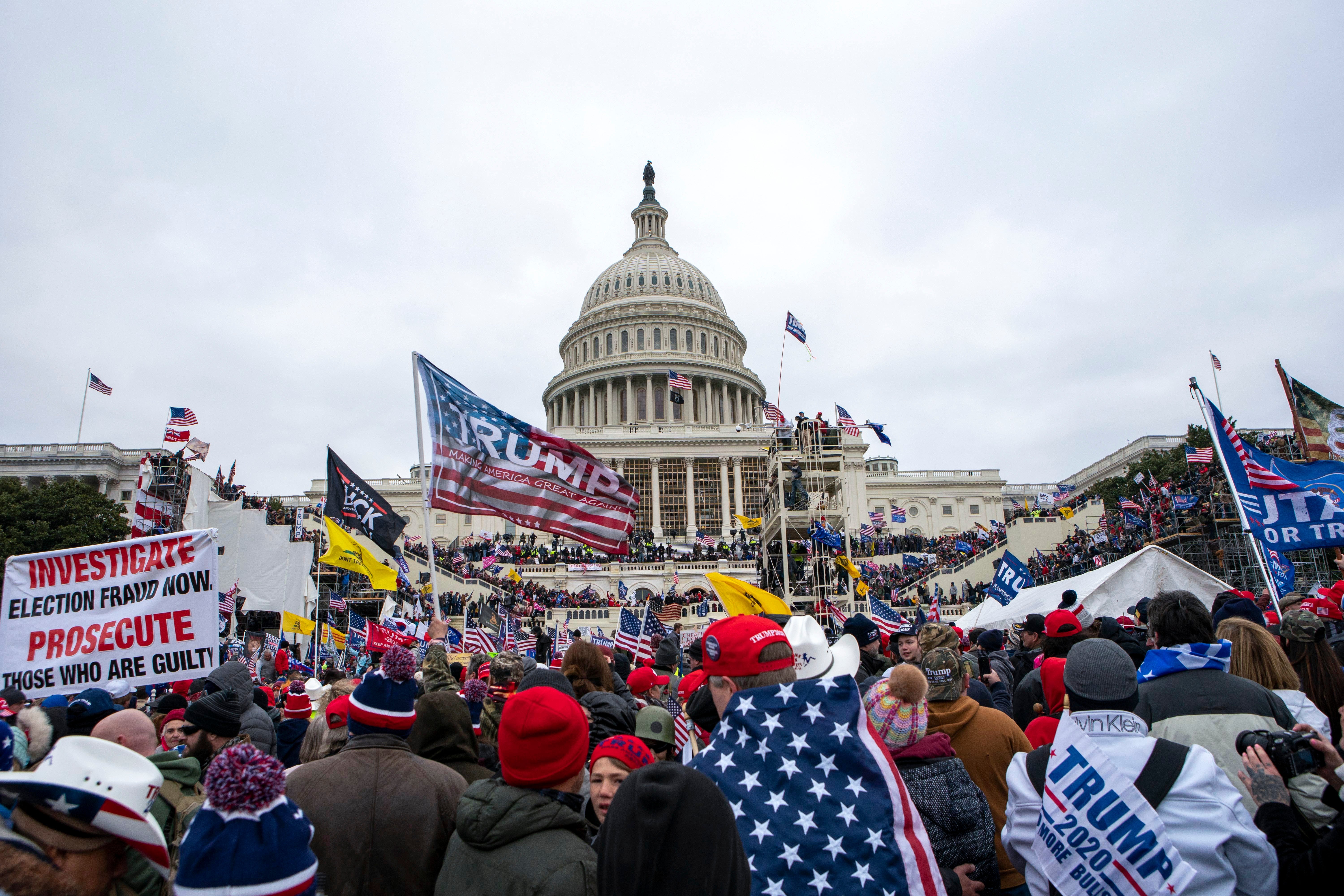 Rioters loyal to President Donald Trump rally at the U.S. Capitol in Washington, Jan. 6, 2021