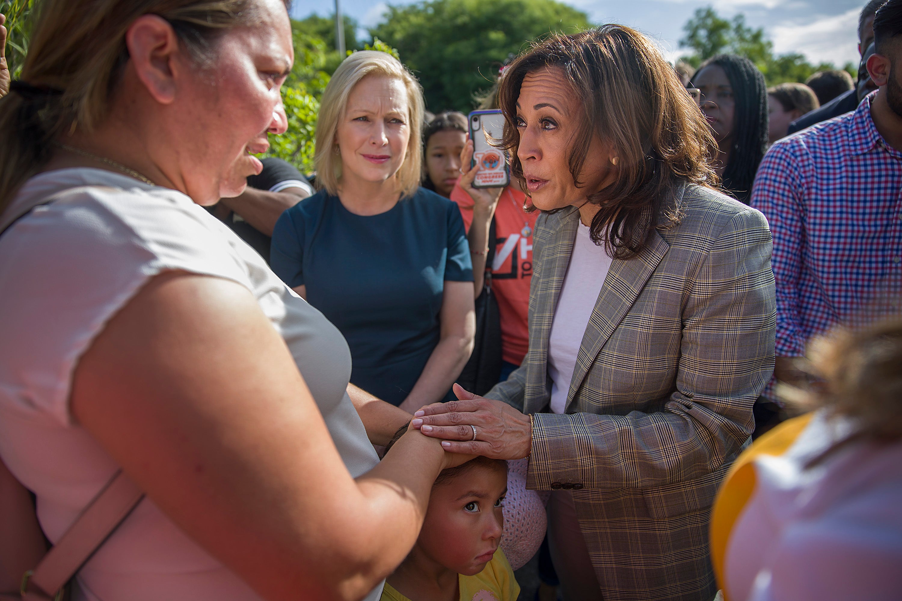 Kamala Harris, alongside New York Senator Kirsten Gillibrand, in a visit to Florida in 2019. Her party says the state’s Senate race, against Rick Scott, is winnable.