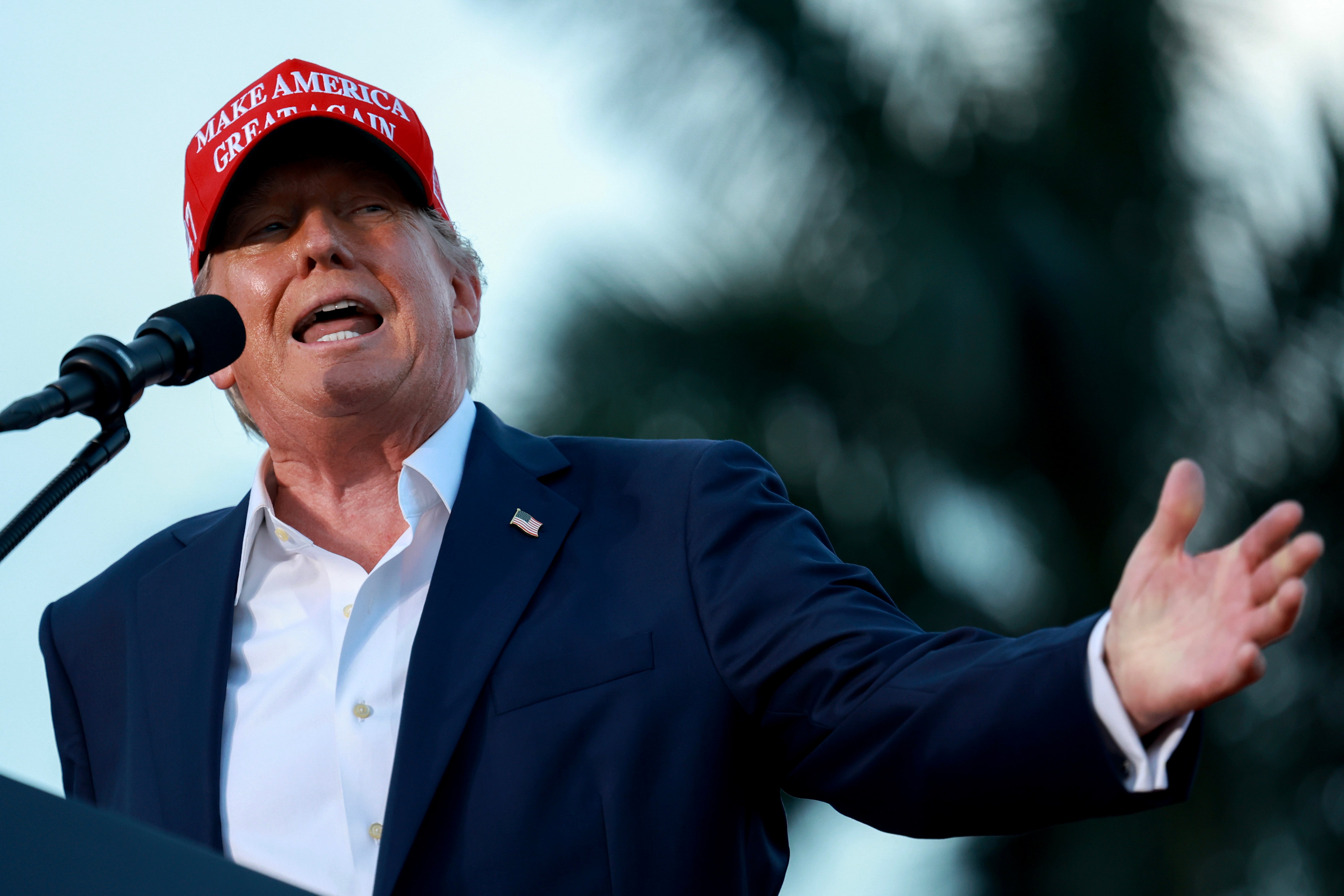 Trump speaks during his campaign rally at the Trump National Doral Golf Club on July 09 - just days before the RNC