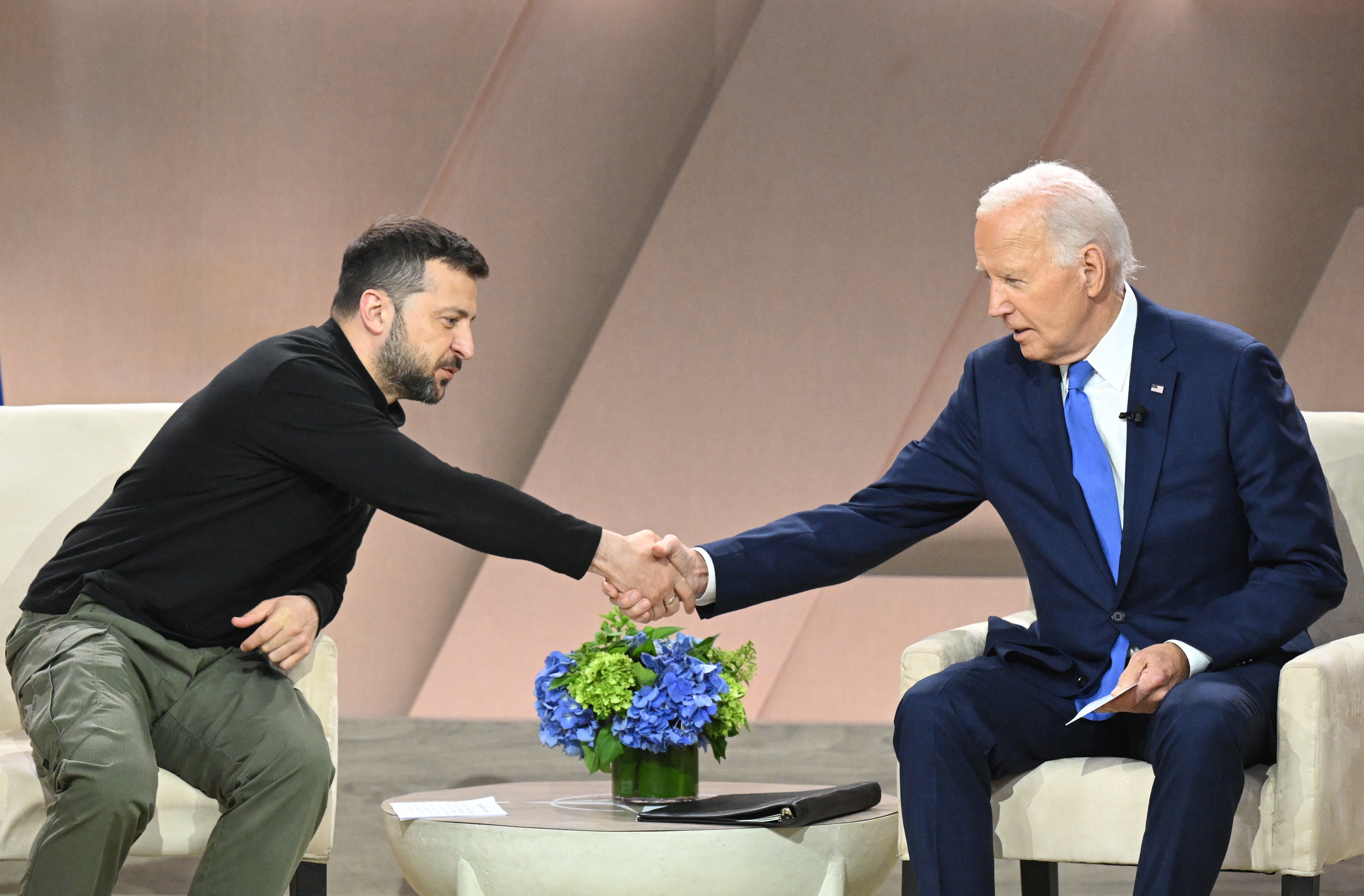 US president Joe Biden meets with Ukraine’s President Volodymyr Zelensky on the sidelines of the Nato Summit