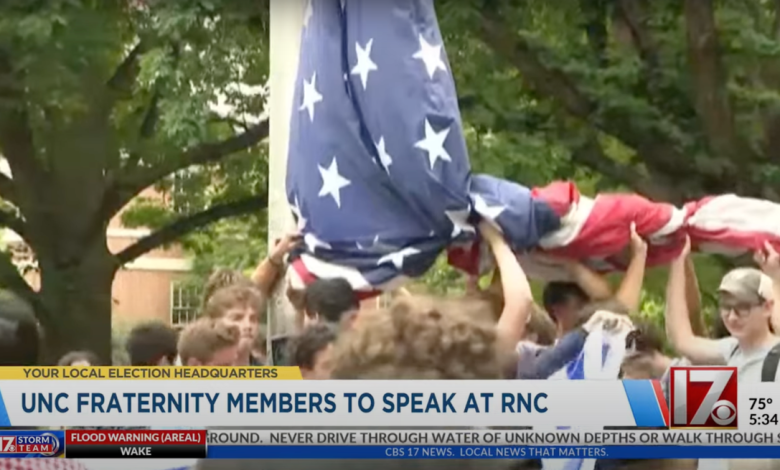 Frat that went viral holding up American flag during Palestine protests to be RNC speakers