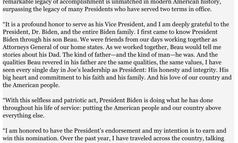 Read Kamala Harris’s statement in full as she announces her bid for Democratic presidential nomination