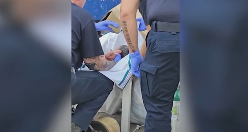 EMS rescuing a baby boy from a dumpster in Houston on Sunday. The abandoned healthy baby was taken to hospital, before being transferred to Child Protection Services