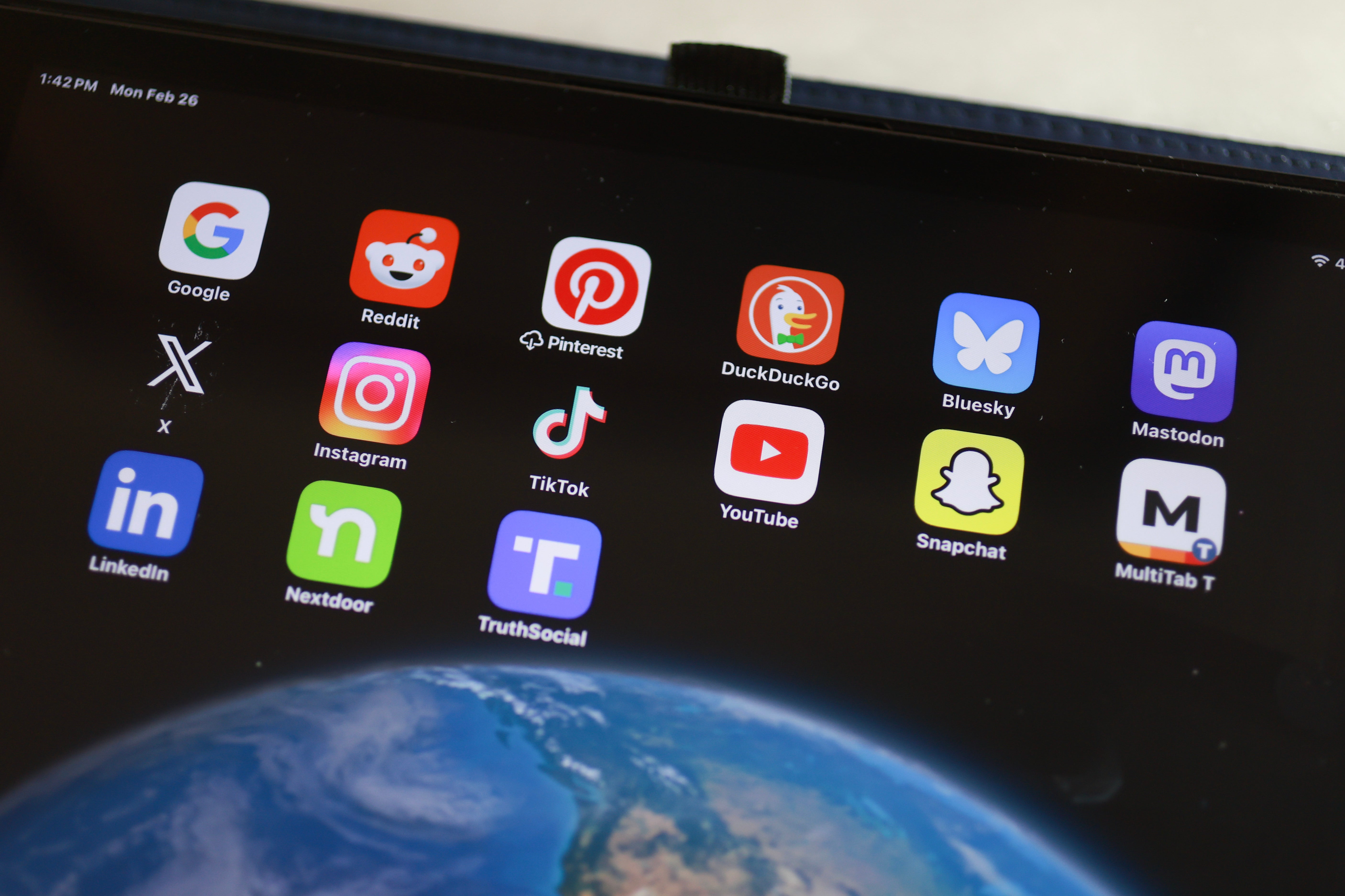 In this photo illustration, social media apps are displayed on an iPad on February 26, 2024, in Miami, Florida