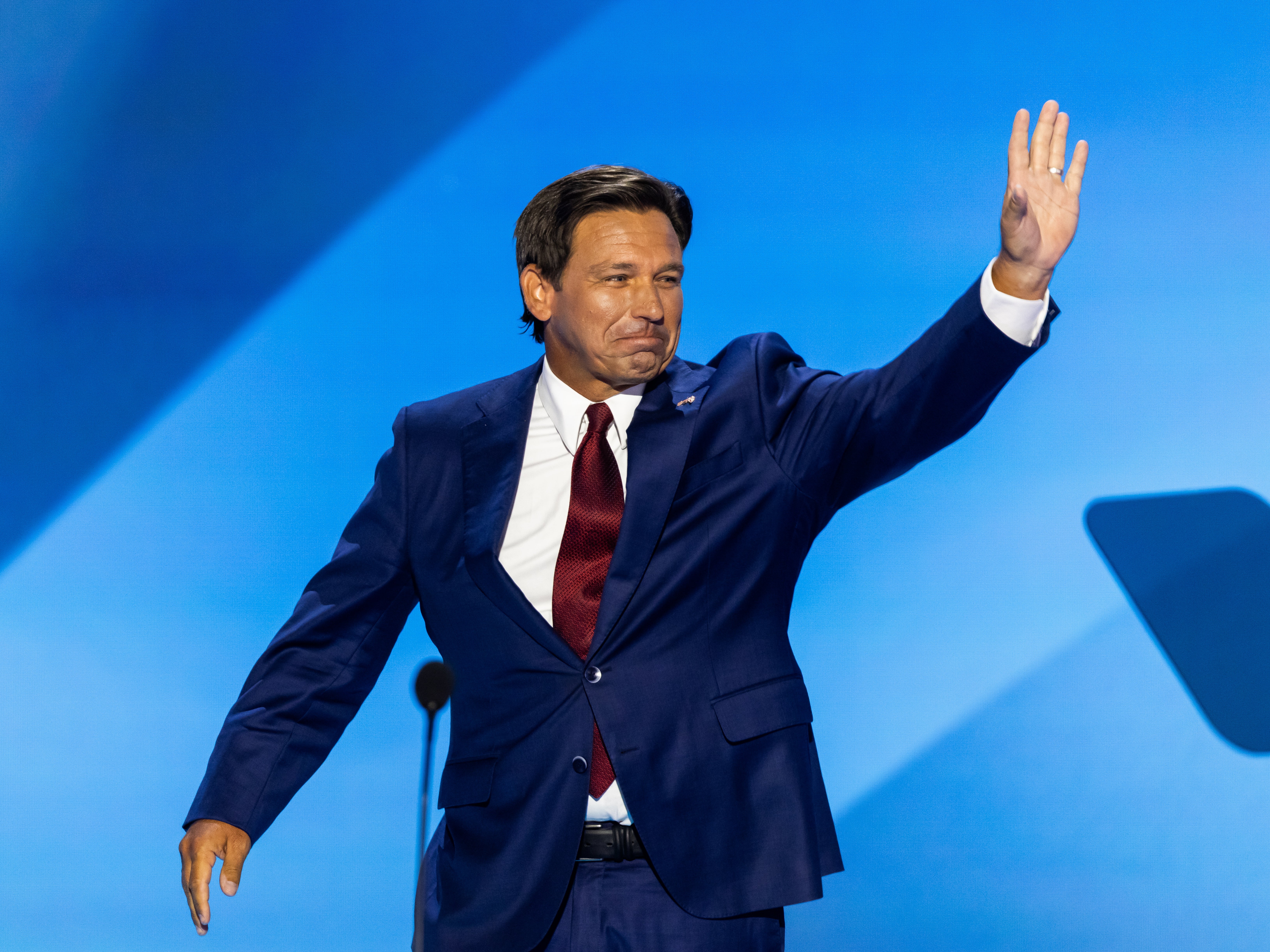 Florida governor Ron DeSantis arrives to deliver remarks during the second day of the Republican National Convention in Milwaukee, Wisconsin, on July 16, 2024