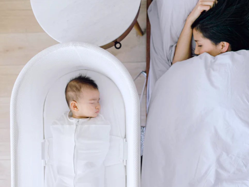 A child sleeping in a Snoo bassinet. The Snoo bassinet is equipped with sensors to track a baby’s sleep, a self-rocking feature, and requires the infant to be strapped in to help prevent SIDS. Happiest Baby, which makes the Snoo, recently changed its pricing structure, locking some of its basic features behind a $20 per month subscription