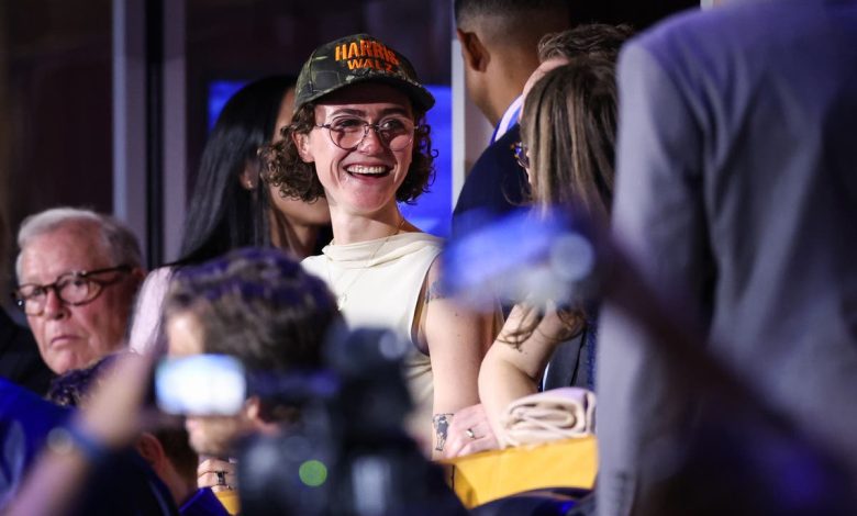 Ella Emhoff appears at DNC in Harris-Walz camo hat in support of stepmom Kamala Harris