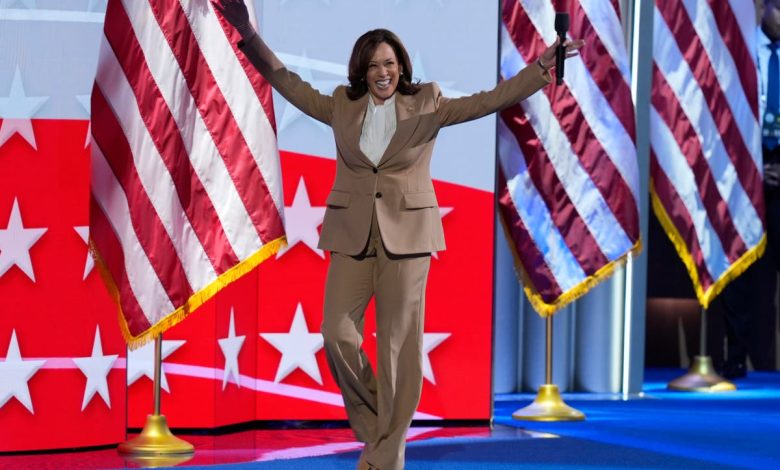 Kamala Harris makes surprise appearance at first night of DNC: ‘We are moving forward’