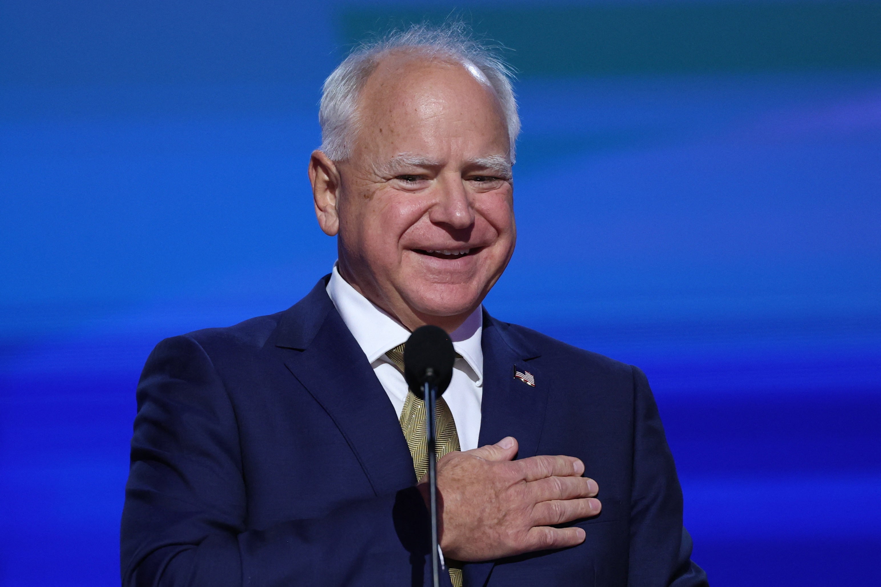 Tim Walz enters the Democratic National Convention on August 21 before he accepts the paty’s nomination for vice president.