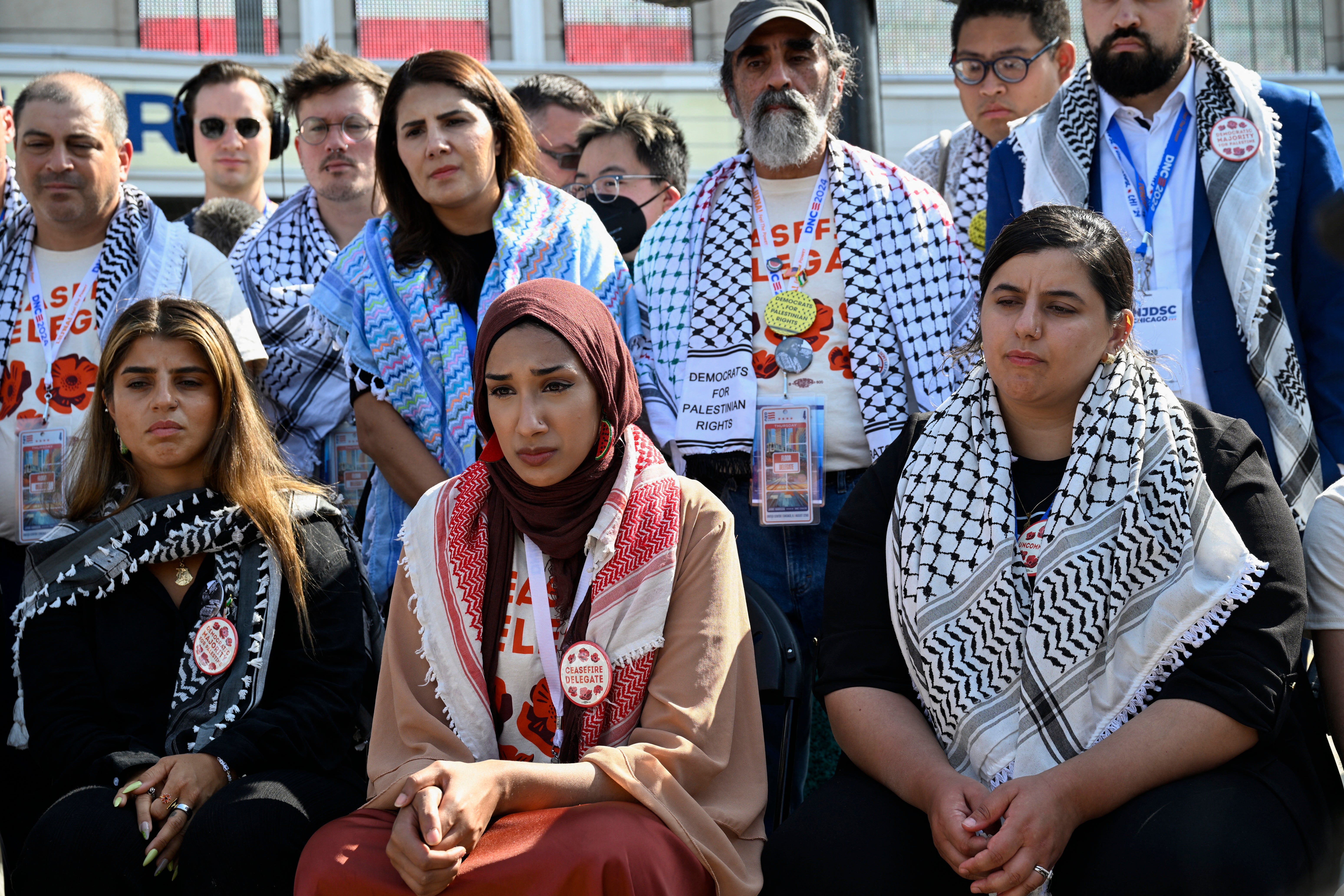 Pro-Palestinian ‘uncommitted’ delegates continued to protest outside the venue ahead of the fourth day of the Democratic National Convention, which had rejected their pleas for a Palestinian American speaker at the conference.