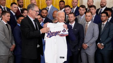 Biden hosts World Series champion Texas Rangers at the White House, says they ’embody resilience’