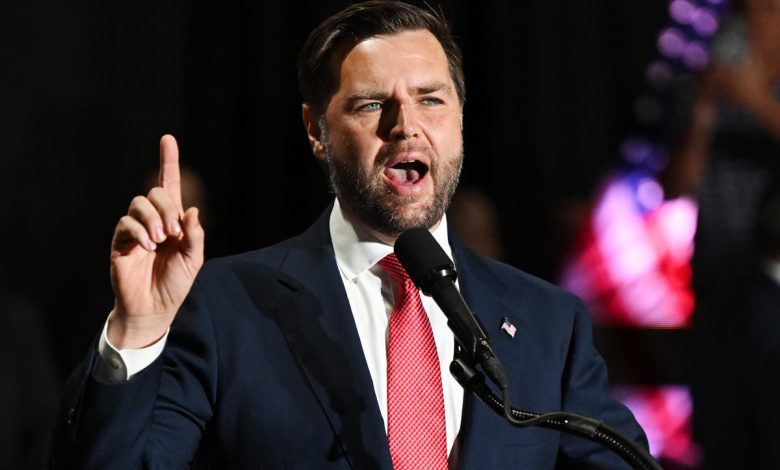 JD Vance compares Harris to Jeffrey Epstein and claims polls showing Trump losing are ‘fake’