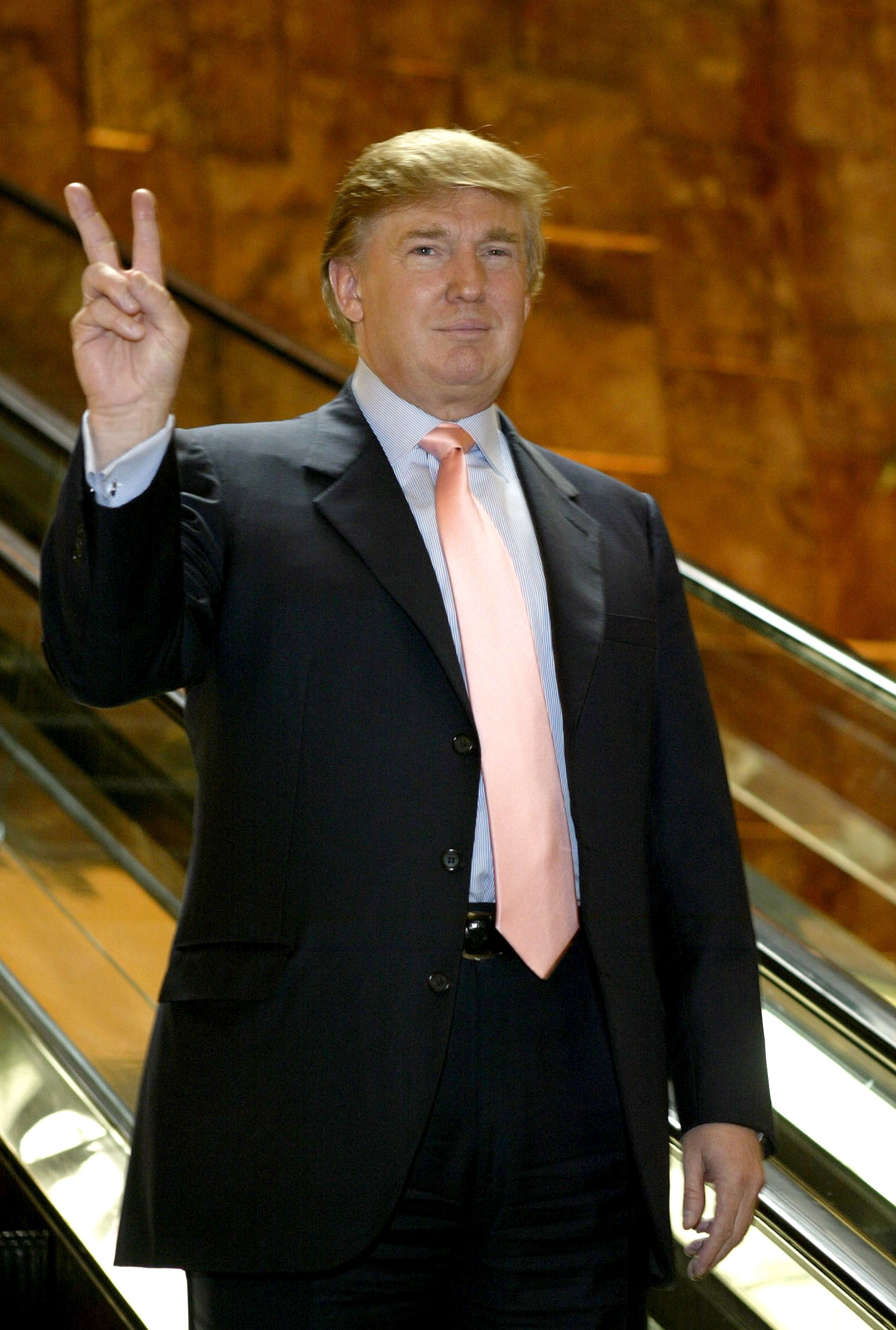 Donald Trump arrives at the "Apprentice" casting call in Trump Towers July 30, 2004 in New York City