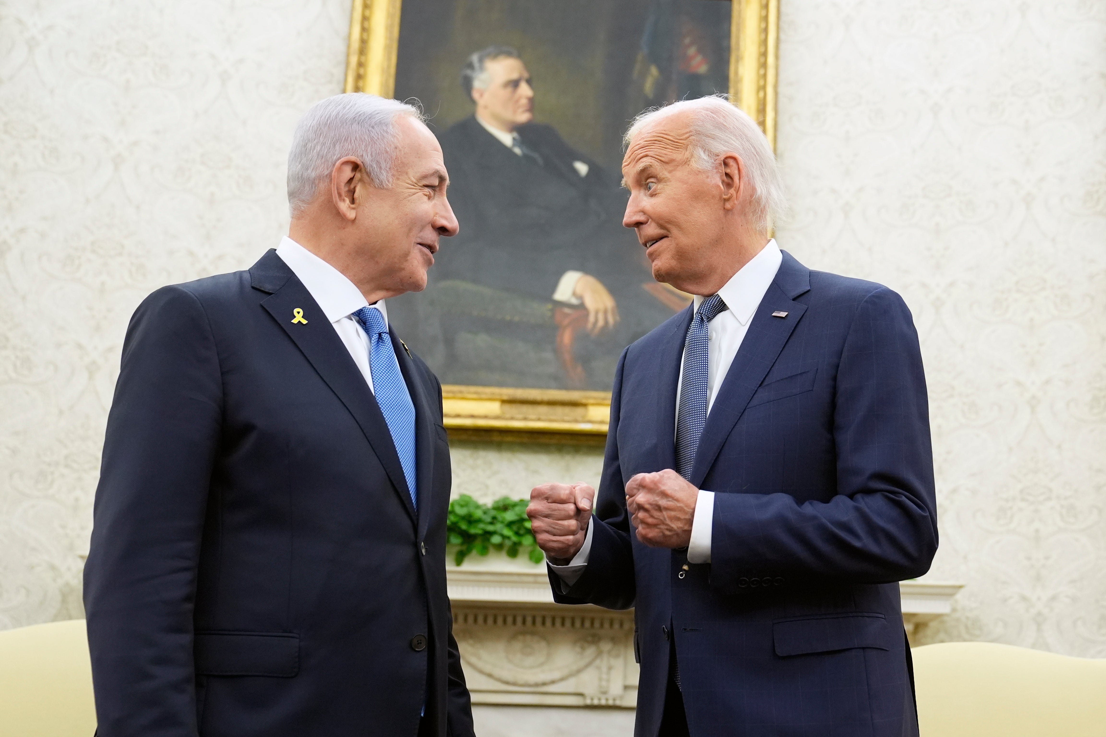 Joe Biden meets with Benjamin Netanyahu at the Oval Office