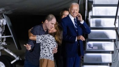 Harris and Biden greet prisoners released from Russia as Trump trashes swap deal – 2024 election latest