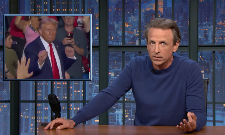 Seth Meyers trolls Trump for going ‘full thirst trap’ with comments about Harris’s looks