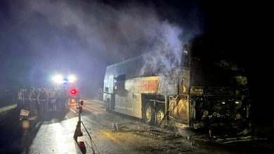 Baseball team’s charter bus catches fire in Iowa; no one is hurt