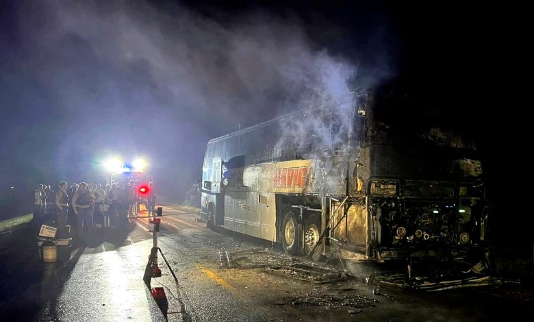 Baseball team’s charter bus catches fire in Iowa; no one is hurt