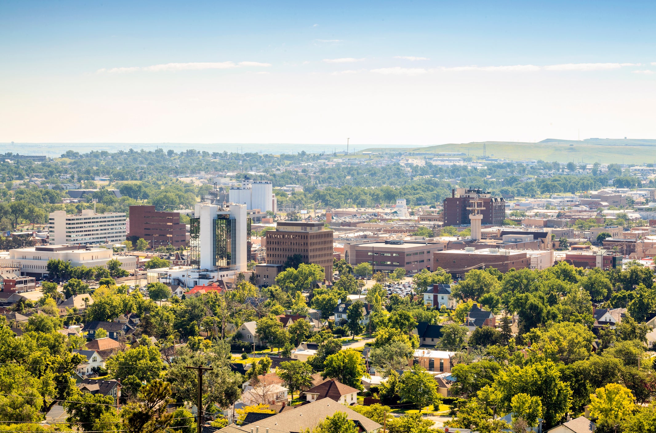 A panorama view of South Dakota’s Rapid City, located just down the road from Mount Rushmore