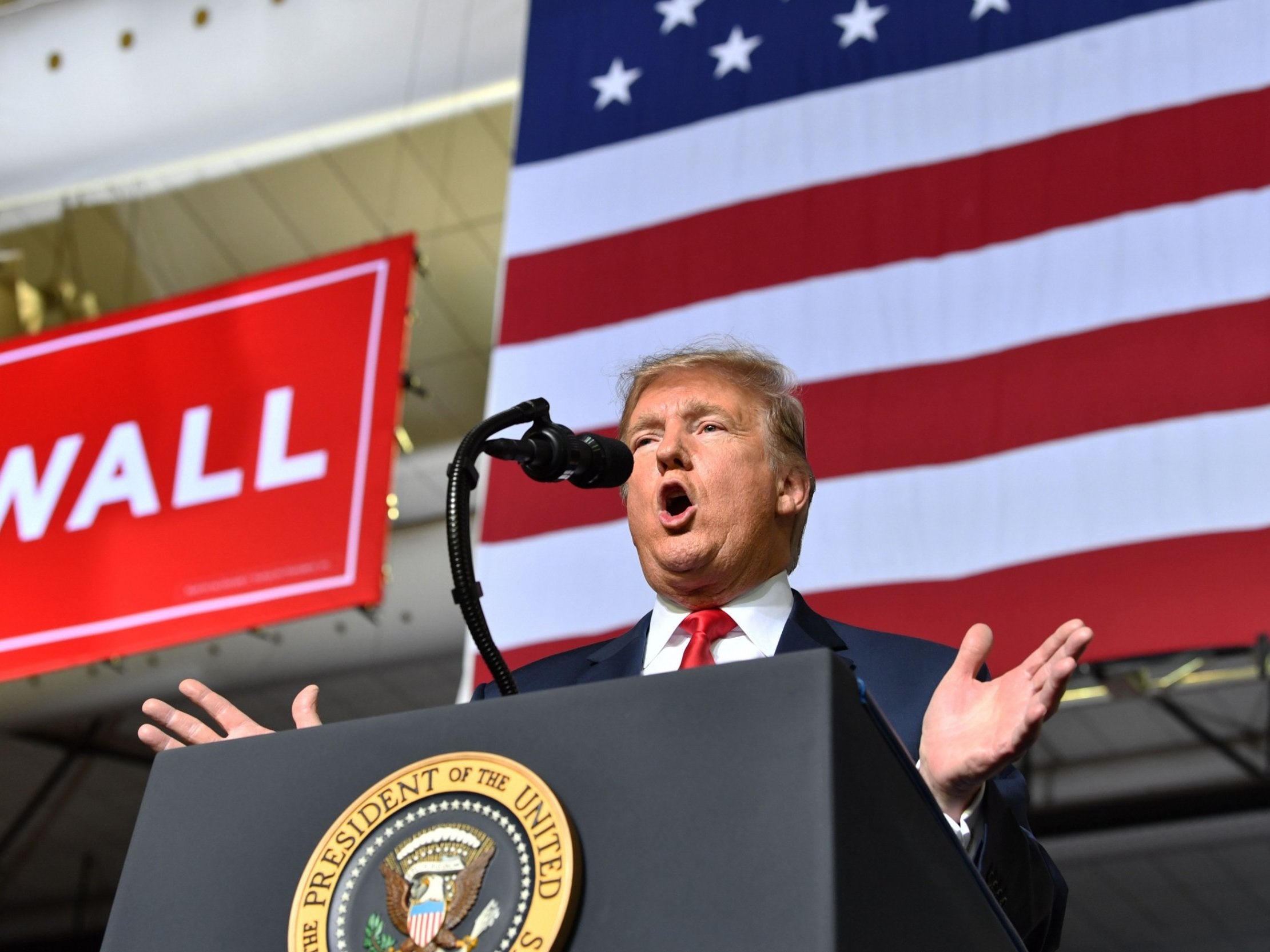 Donald Trump, seen here speaking at his 2019 El Paso campaign rally, reportedly hasn’t paid the city back for its six-figure outlay during his visit.