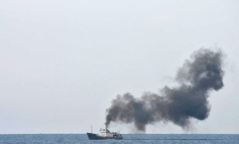 Russian spy ship caught fire off Syria’s coast, its broadcast recorded