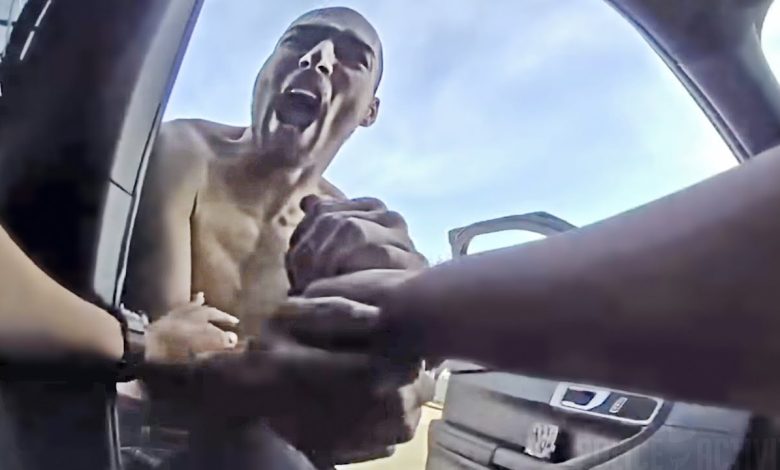 Shirtless Suspect Steals Gun From Female Cop